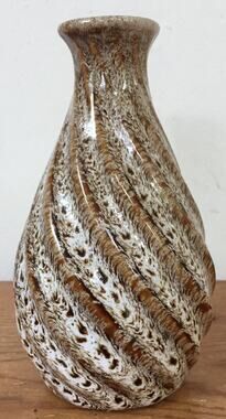 Vintage 40s Mottled Lava Glaze Brown Speckle Ceramic Small 5.5" Tall Bud Vase